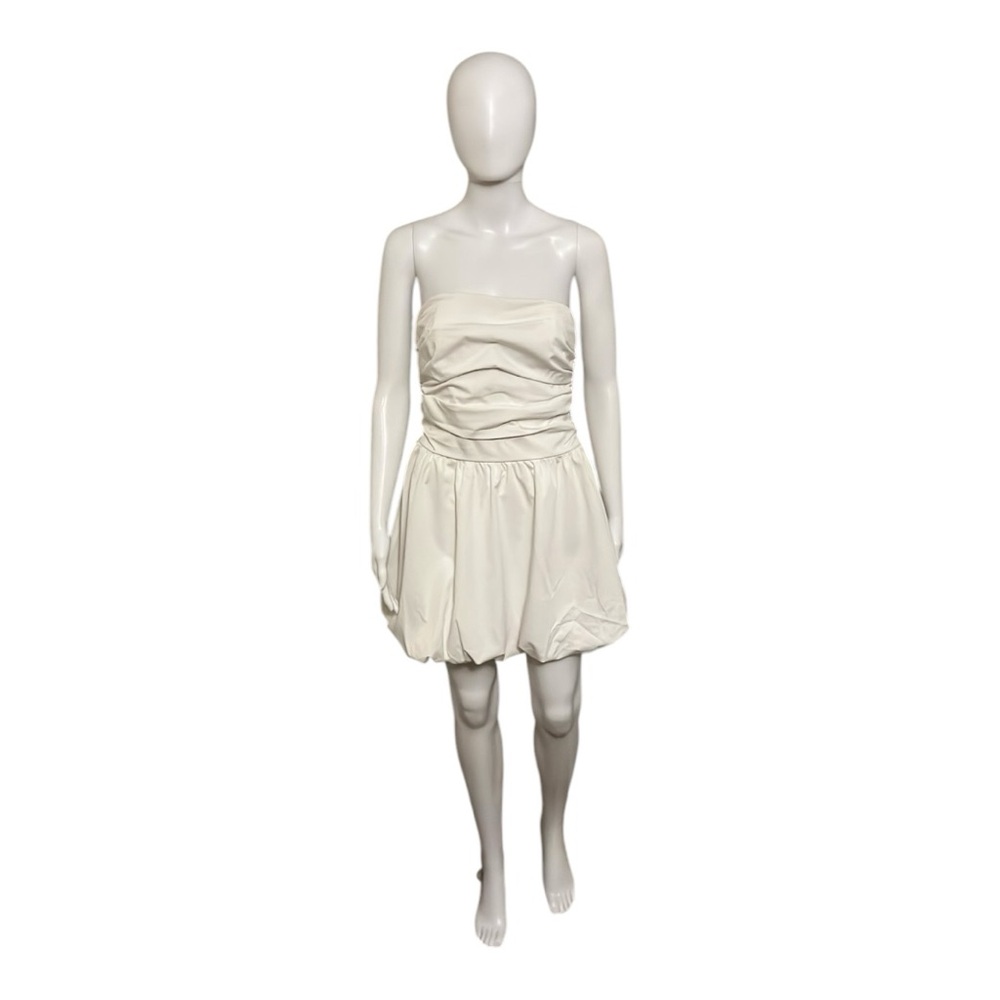 Wild Fable Elegant White Strapless Bubble Hem Dress Size S